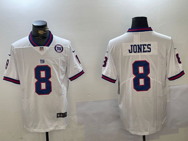 Men New York Giants #8 Jones White 2024 Nike Vapor Limited NFL Jersey style 3